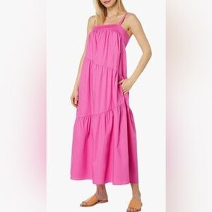 Donna Morgan Tiered Cotton Stretch Maxi Sundress Pink‎ Dress NWT Sz 8